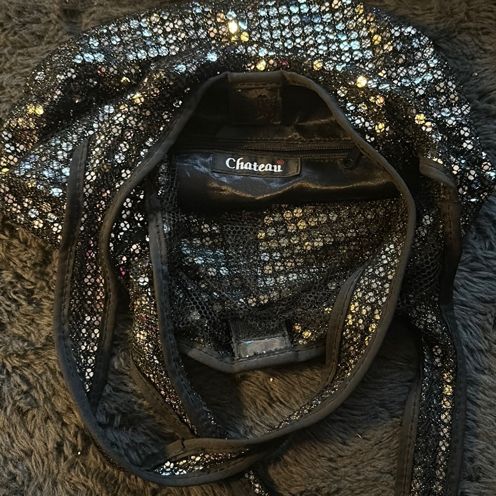 Black sequined small tote